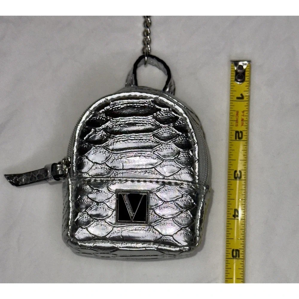 Victoria's Secret Metallic Silver Keychain‎ Coin Purse Bag